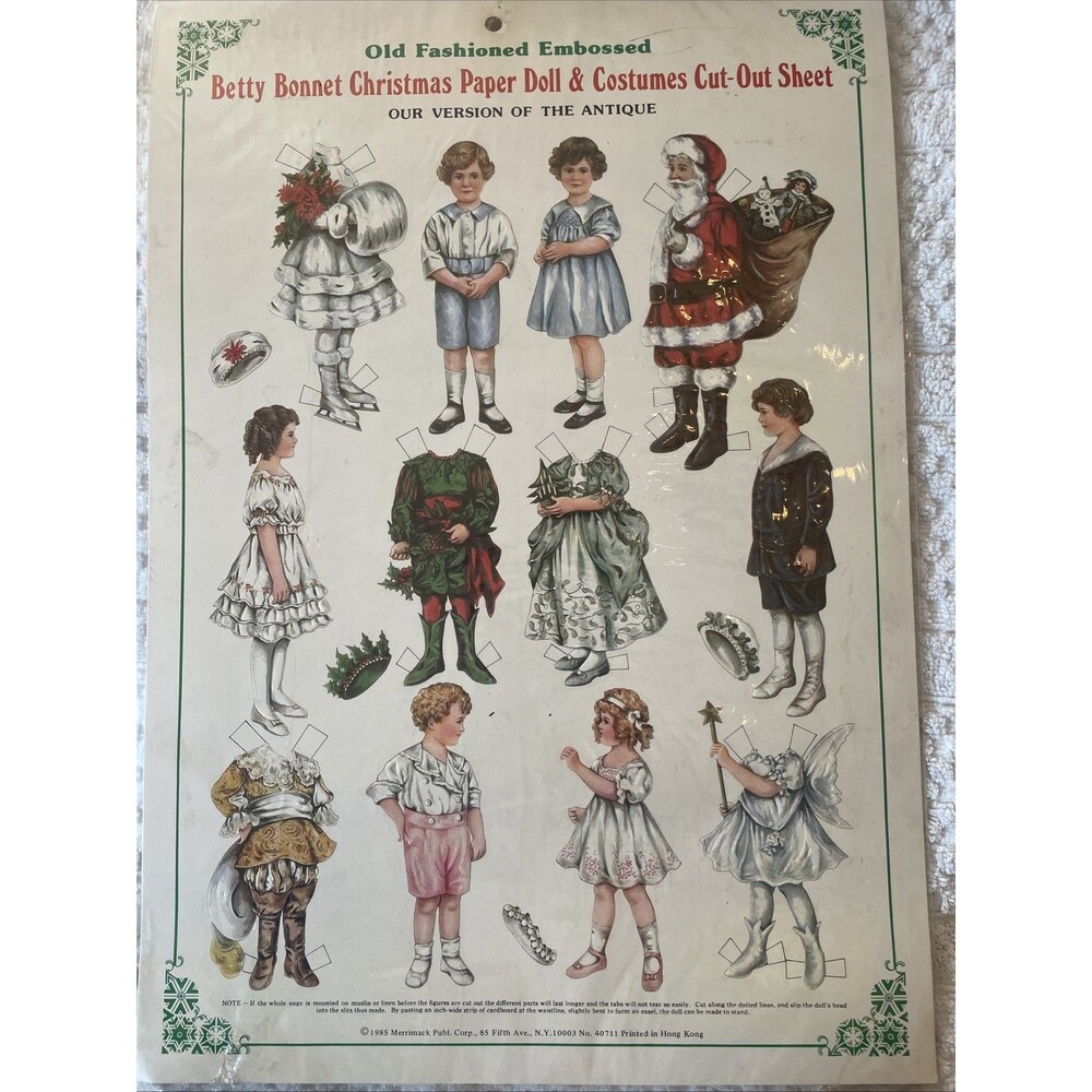 Vintage Betty Bonnet Christmas Paper Dolls 1985 Merrimack